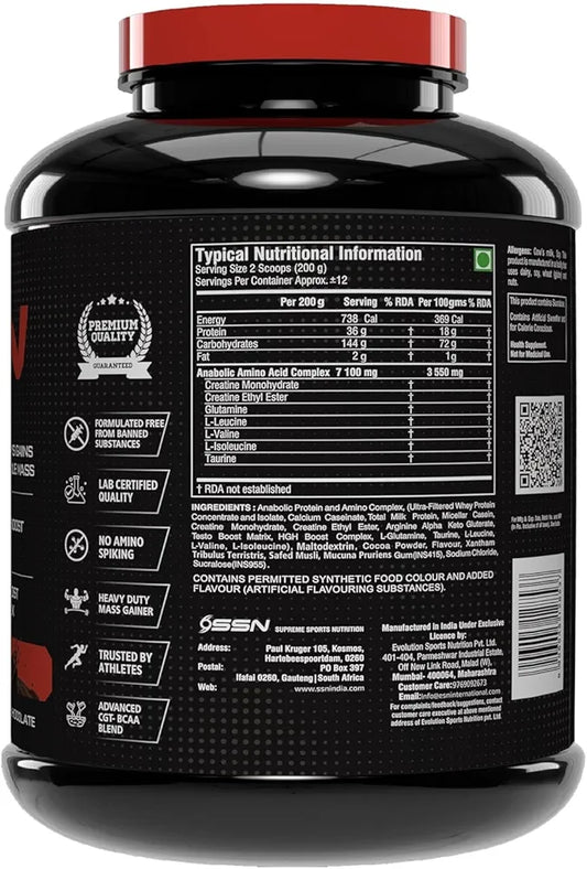 SSN ANABOLIC XXXL MASS GAINER 2.5 KG | PINTOLA OATS 1 KG