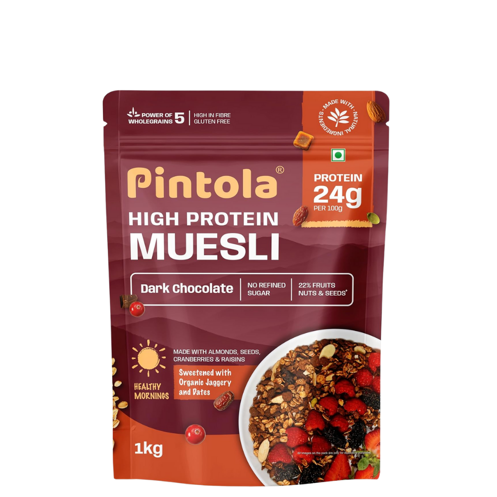 PINTOLA HIGH PROTINE MUESLI DARK CHOCOLATE & CRANBERRY 1 KG