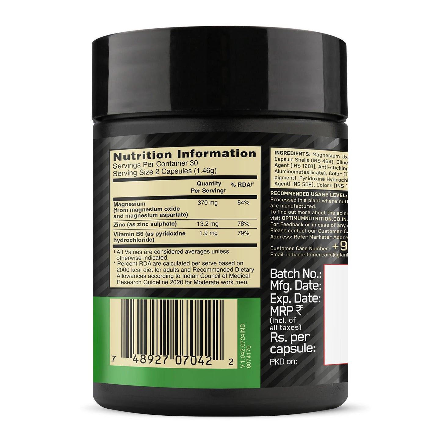 OPTIMUM NUTRITION (ON) ZINC MAGNESIUM ASPARTATE (ZMA) - 60 CAPSULES