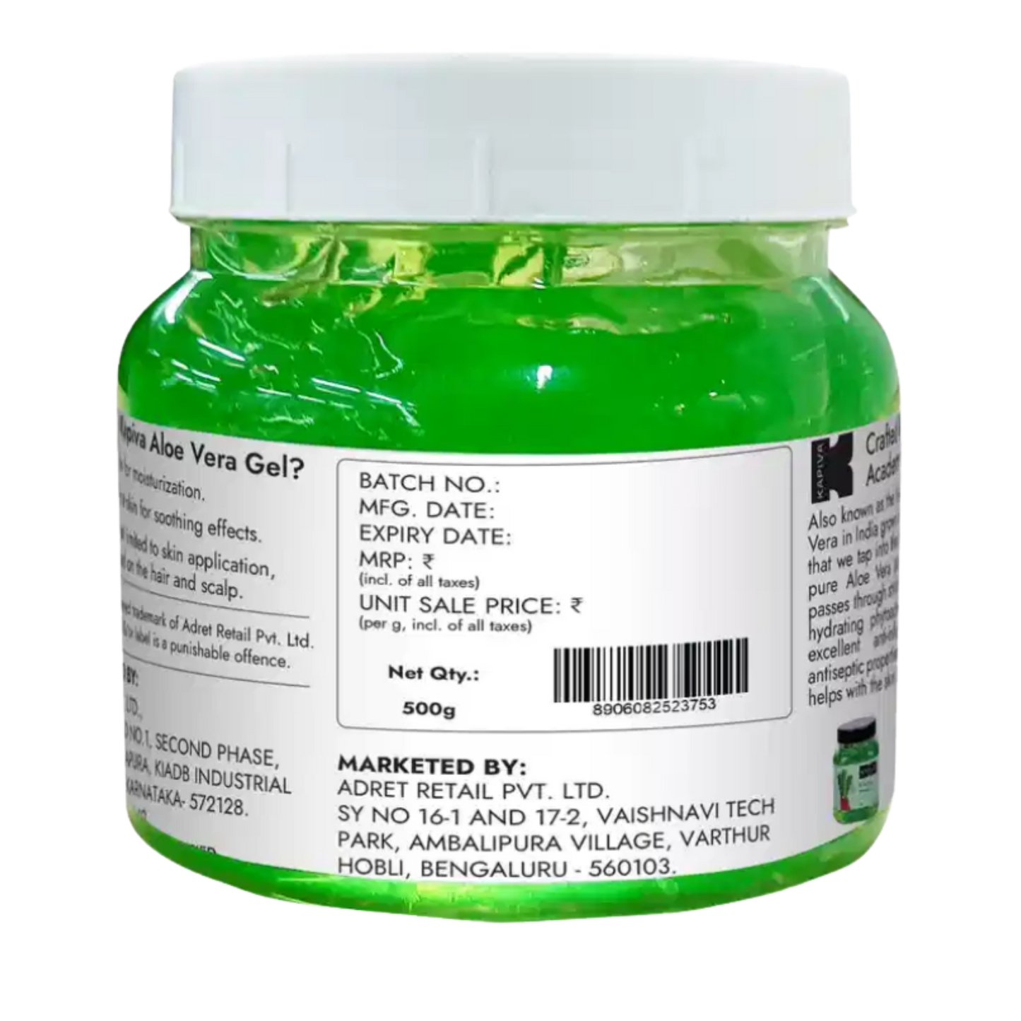 KAPIVA Aloe Vera Skin Gel 500GMS