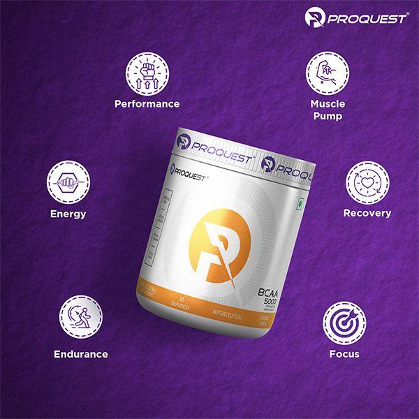 PROQUEST NUTRITION BCAA 5000, 5G BCAAS IN 2:1:1 OPTIMAL RATIO (240g, 30 SERVING) LEMON ZIST FLAVOUR