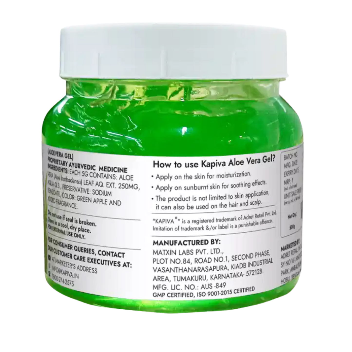 KAPIVA Aloe Vera Skin Gel 500GMS