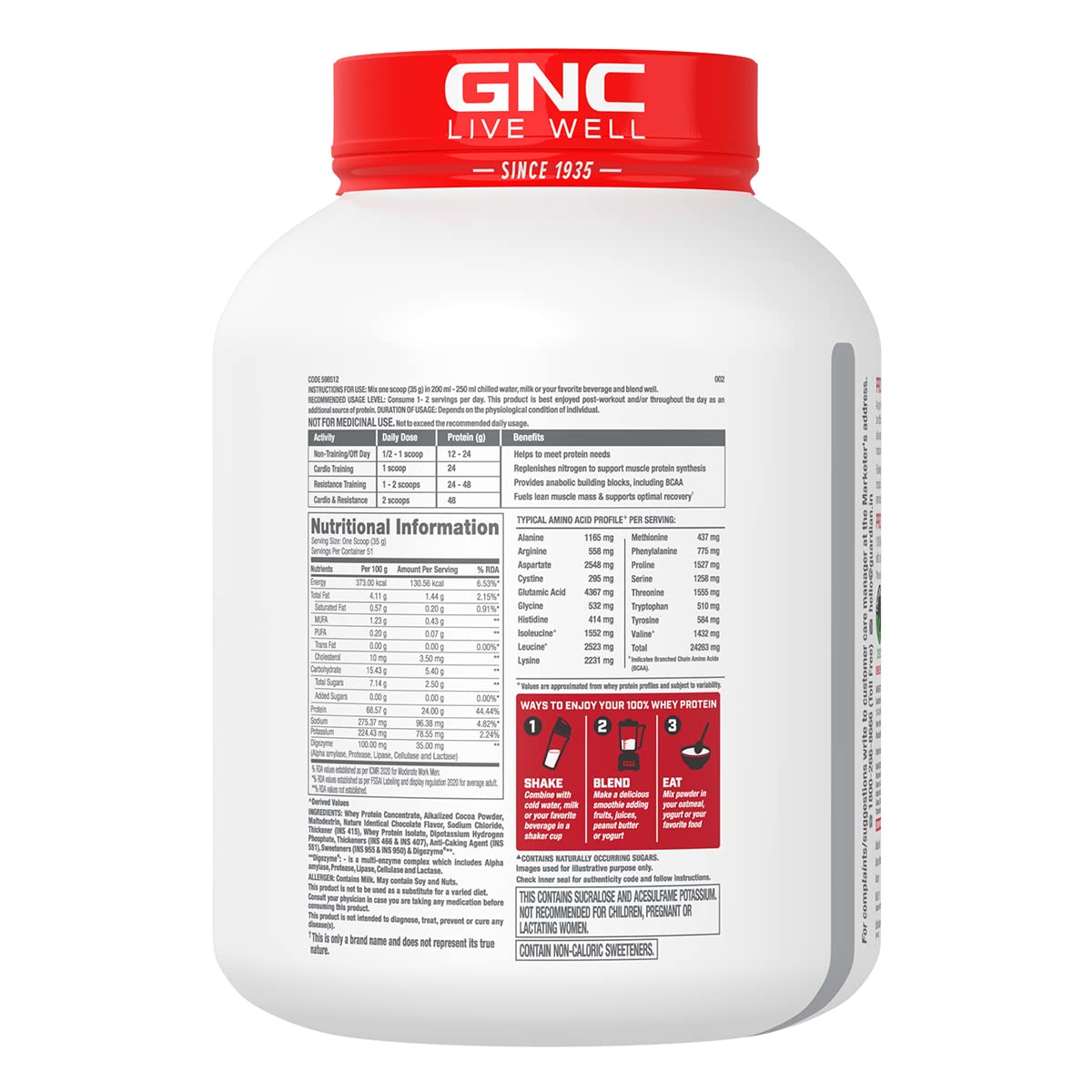 GNC PRO PERFORMANCE 100% WHEY PROTIEN , 4 LBS CHOCOLATE
