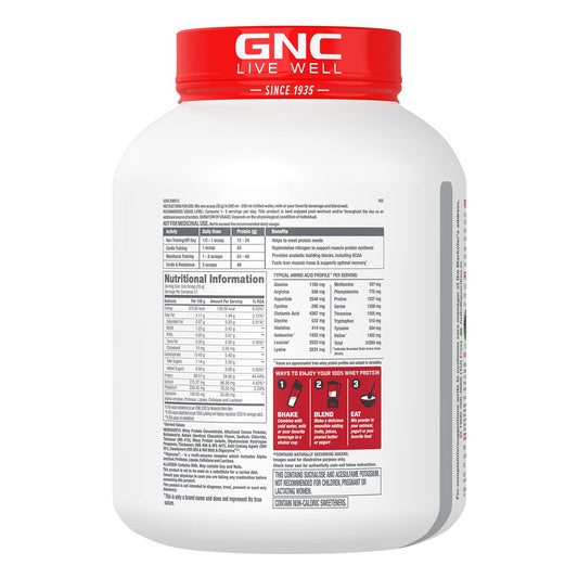 GNC PRO PERFORMANCE 100% WHEY PROTIEN , 4 LBS CHOCOLATE