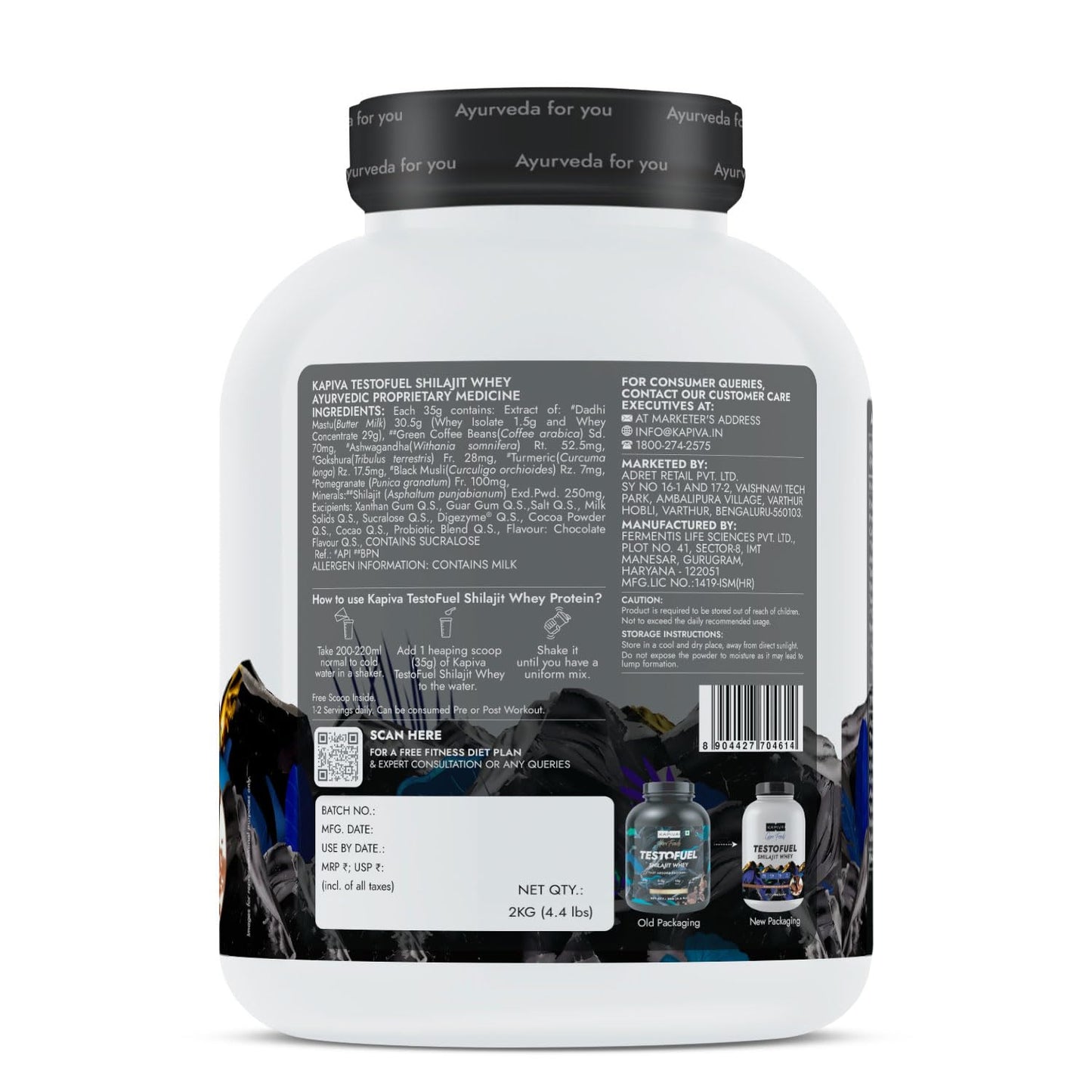 KAPIVA TESTOFUEL  SHILAJIT  WHEY 2 KG CHOCOLATE FLAVOUR