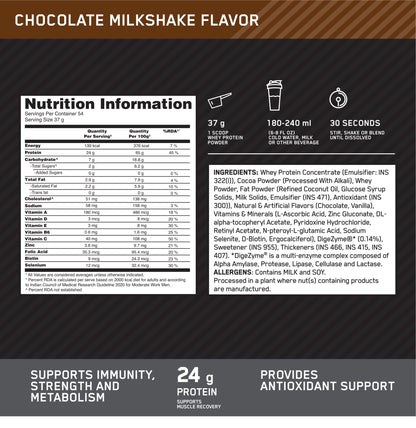 OPTIMUM NUTRITION (ON) WHEY PERFOMANCE 2 KG CHOCOLATE MILKSHAKE FLAVOUR