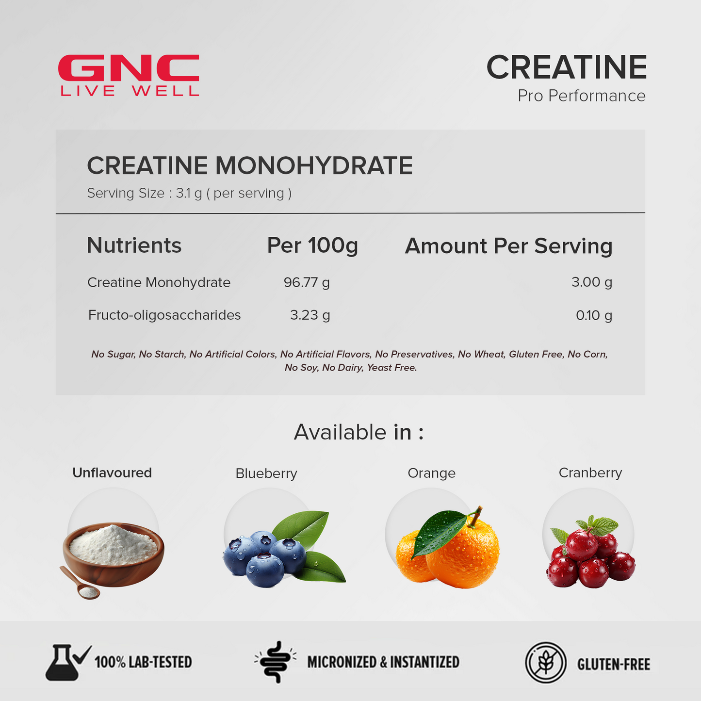 GNC GO PERFOMANCE CREATINE 100 GM