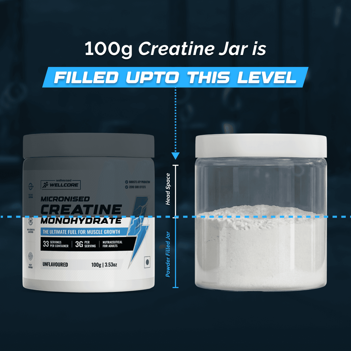 WELLCORE - MICRONISED CREATINE MONOHYDRATE (100g, 33 SERVINGS)