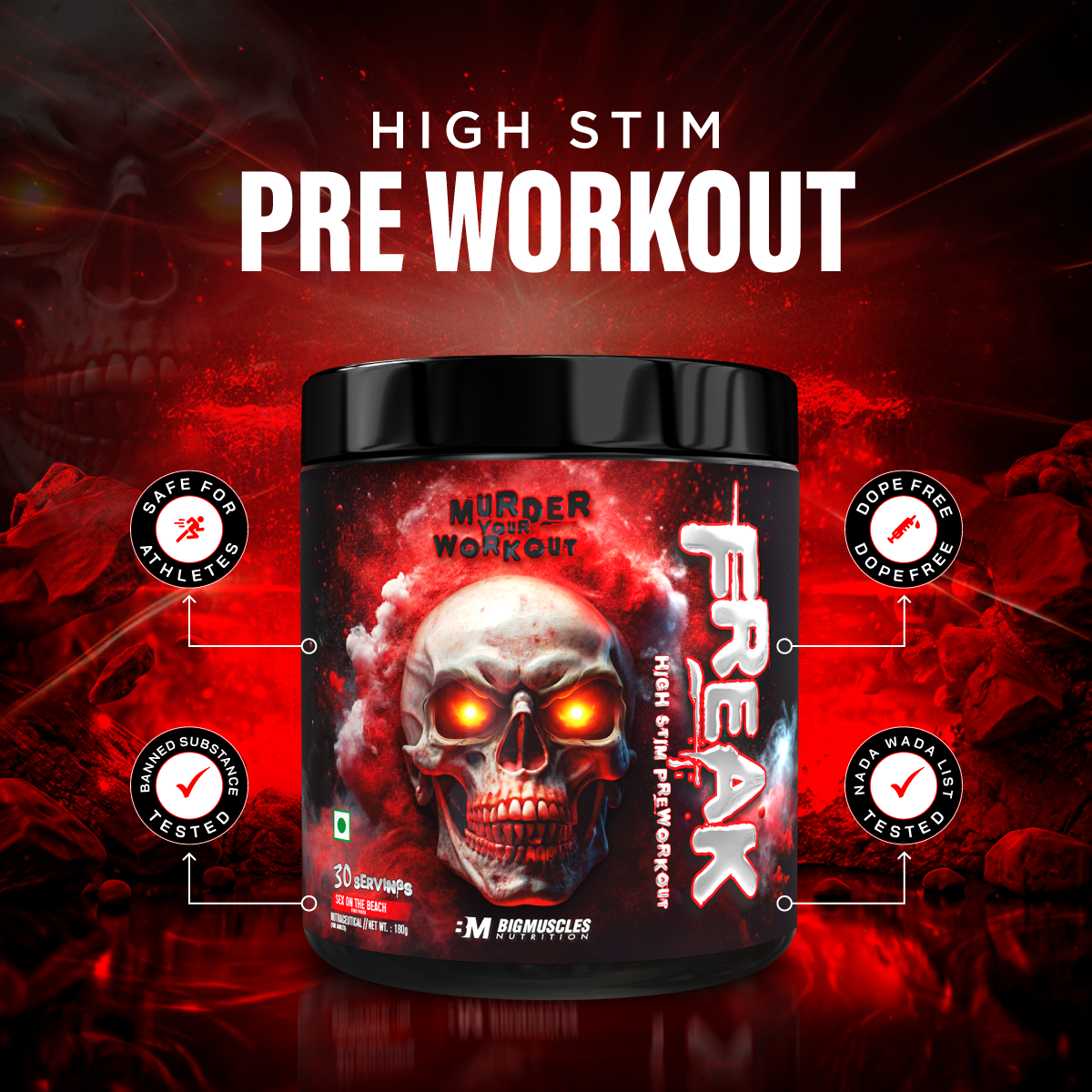 BIG MUSCLES FREAK PRE WORKOUT  180 GM