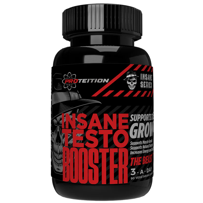PROTEITION Insane Testo Booster – Natural Testosterone Support & Muscle Growth Formula | 90 Veg Capsules