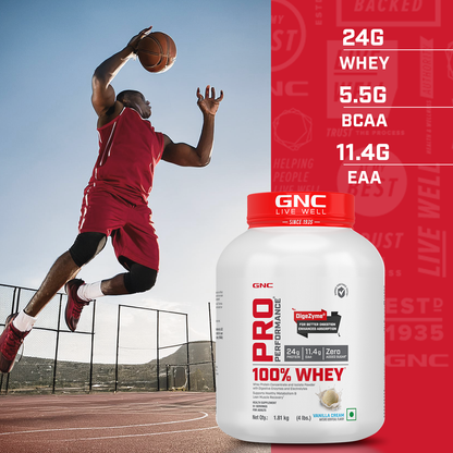 GNC PRO PERFORMANCE 100% WHEY PROTIEN , 4 LBS CHOCOLATE