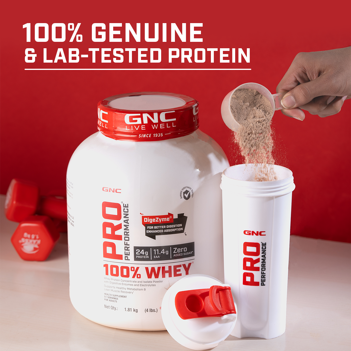 GNC PRO WHEY 4LBS | GNC CREATINE 100GM | SHAKER