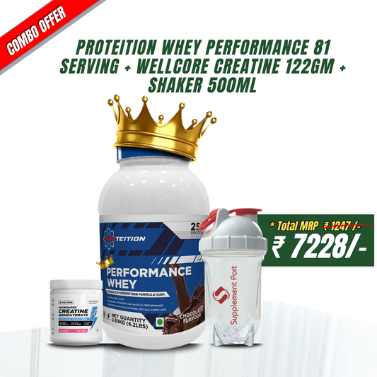 PROTEITION WHEY PERFORMANCE 81 SERVING | WELLCORE CREATINE 122GM | SHAKER