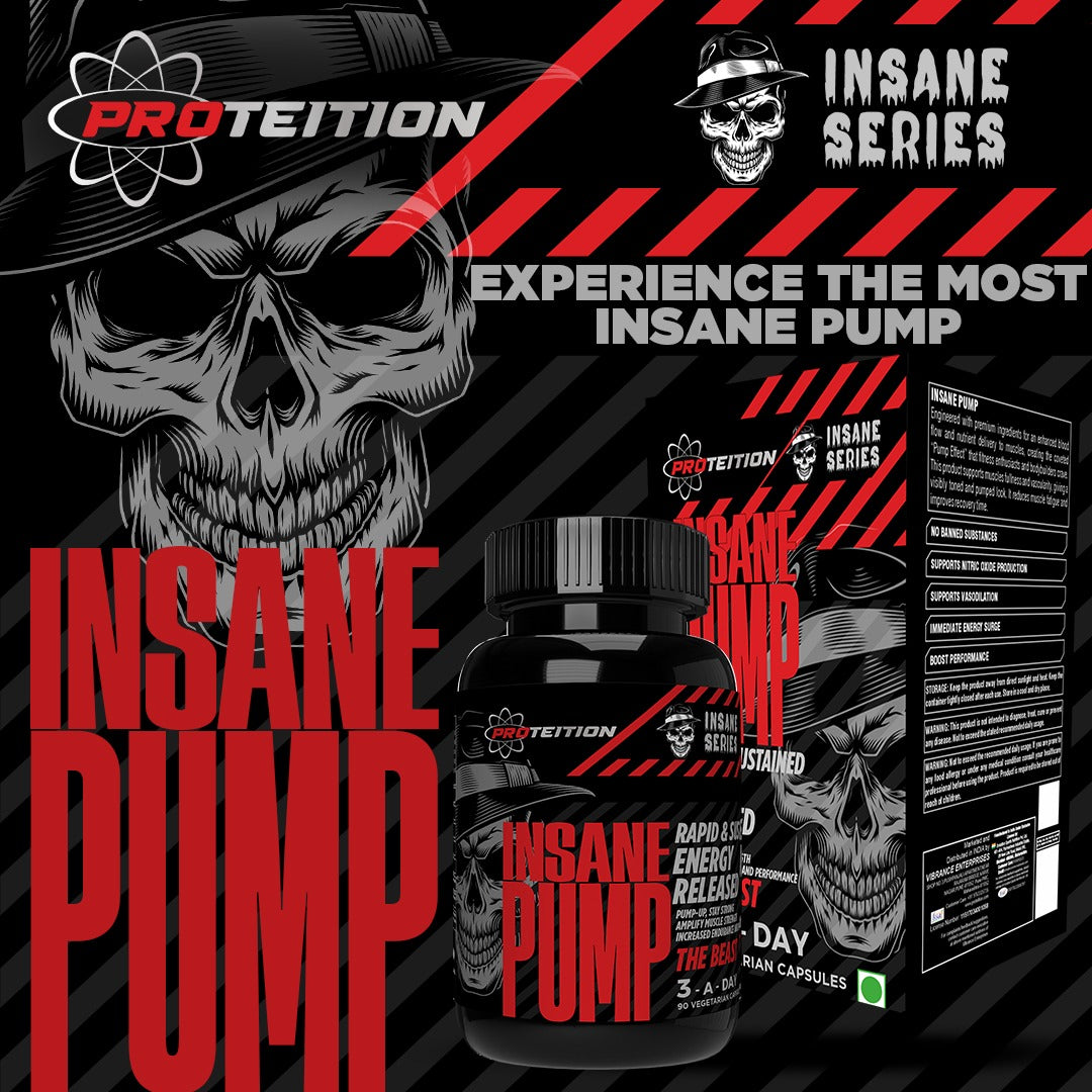 PROTEITION Insane Pump – Pre Workout Pump & Energy Booster | 90 Veg Capsules