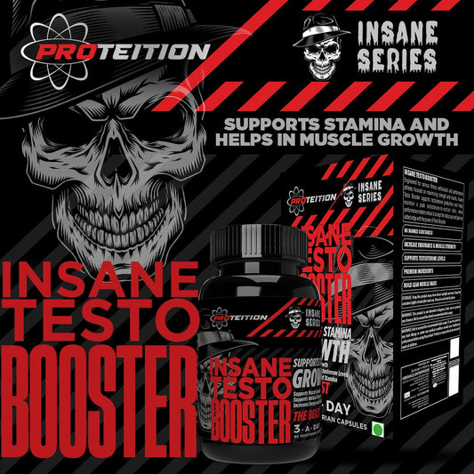 PROTEITION Insane Testo Booster – Natural Testosterone Support & Muscle Growth Formula | 90 Veg Capsules