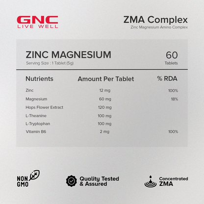 GNC PRO PERFORMANCE ZINC MAGNESIUM AMINO COMPLAEX  PROMOTES RESTFULL SLEEP  60 TABLETS