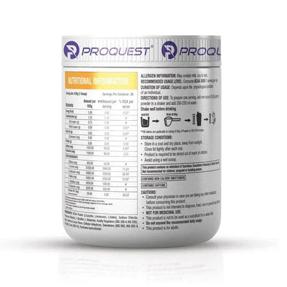 PROQUEST NUTRITION BCAA 5000, 5G BCAAS IN 2:1:1 OPTIMAL RATIO (240g, 30 SERVING) LEMON ZIST FLAVOUR