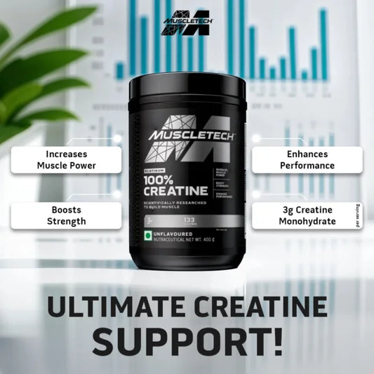 MUSCLETECH PLATINUM 100% CREATINE (UNFLAVORED) 83 SERVINGS-250 GRAMS BUY 1 GET 1  OFFER