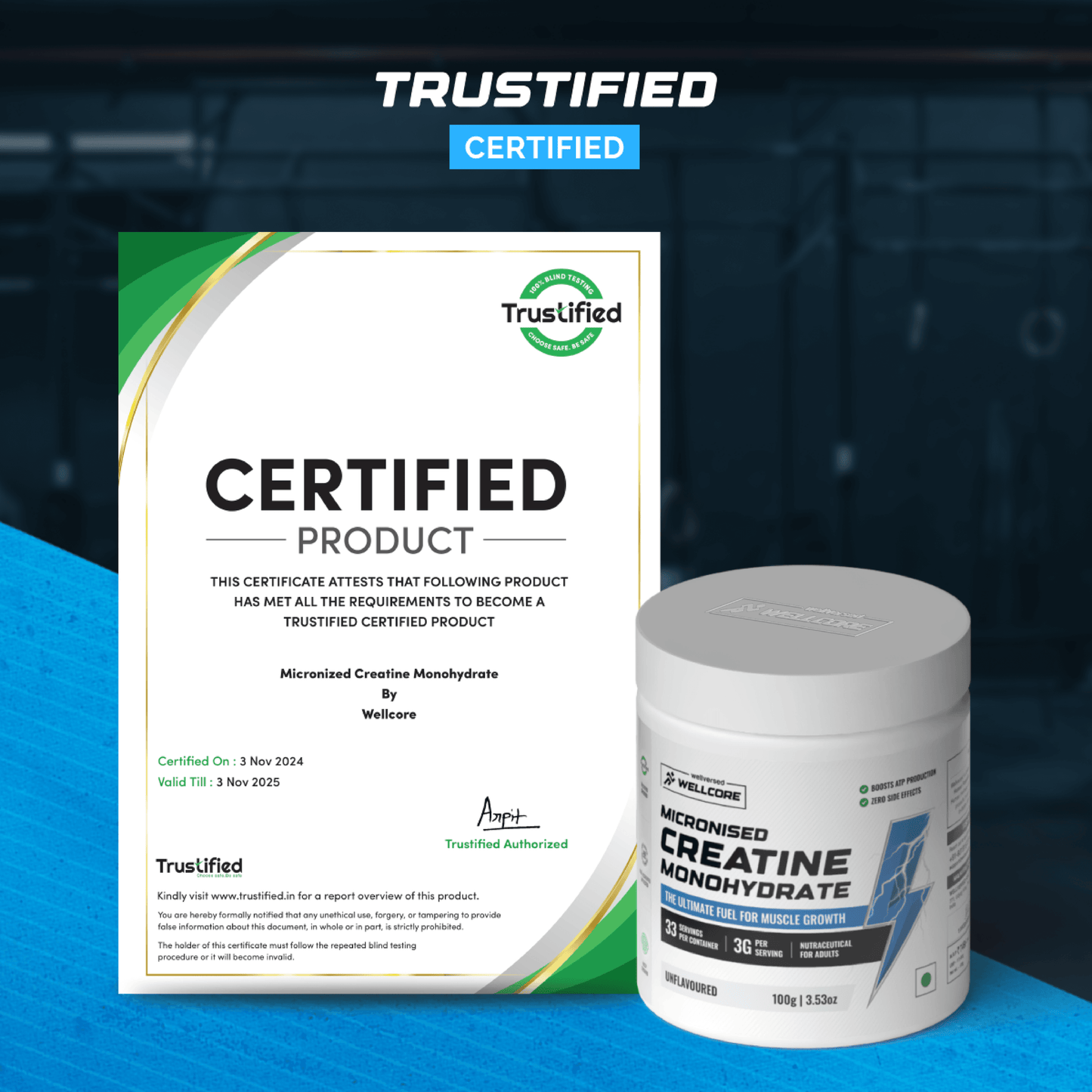 WELLCORE - MICRONISED CREATINE MONOHYDRATE (100g, 33 SERVINGS)