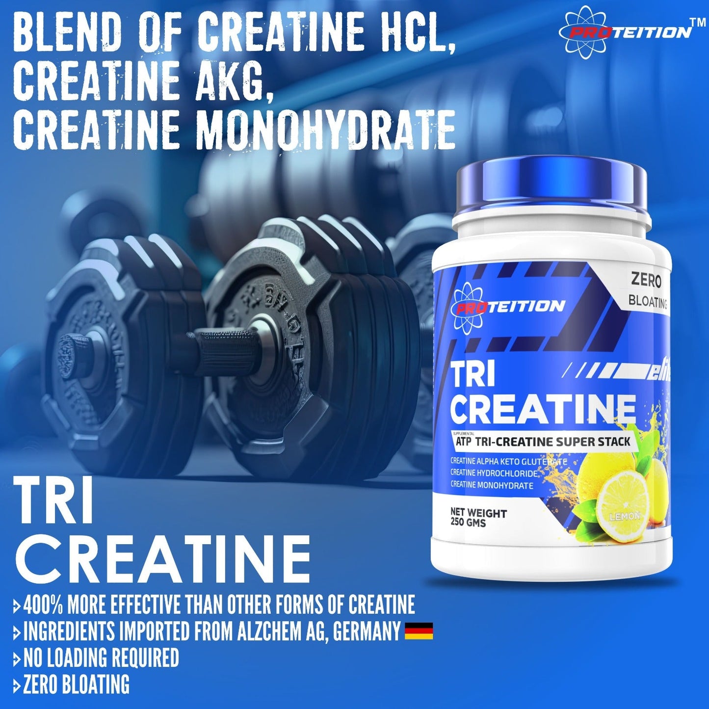 Proteition Tri Creatine 250 gm Lemon