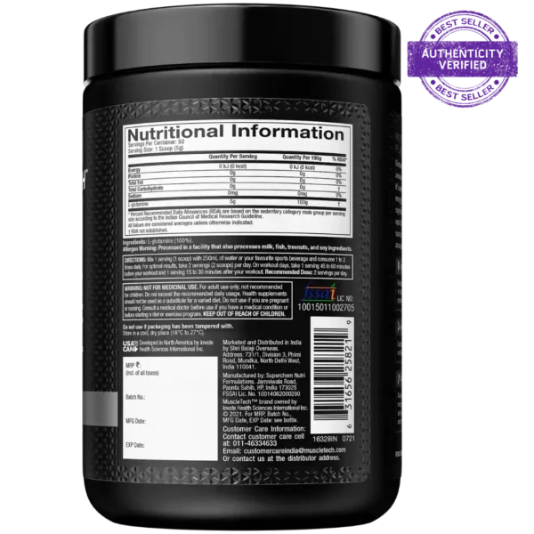 MUSCLETECH PLATINUM 100% GLUTAMINE 250G